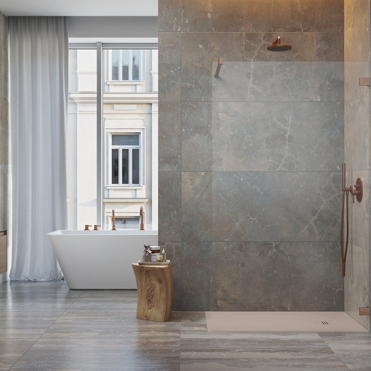 Radaway Essenza Pro 8 Walk-in stabili dušo sienelė, šlifuotas varis
