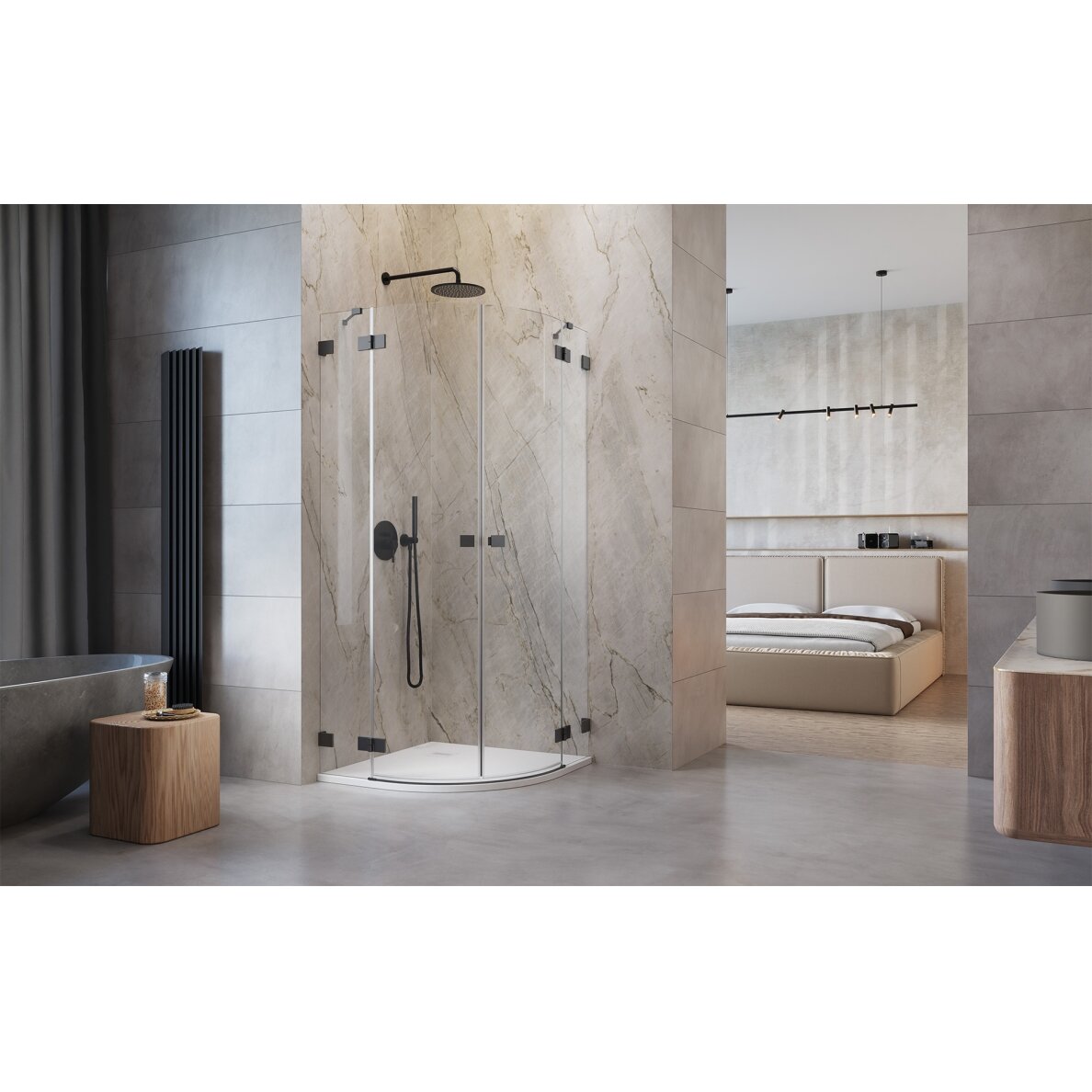 Radaway Essenza Pro PDD pusapvalė dušo kabina, šlifuotas GunMetal 1 Radaway Essenza Pro PDD pusapvalė dušo kabina, šlifuotas GunMetal 1