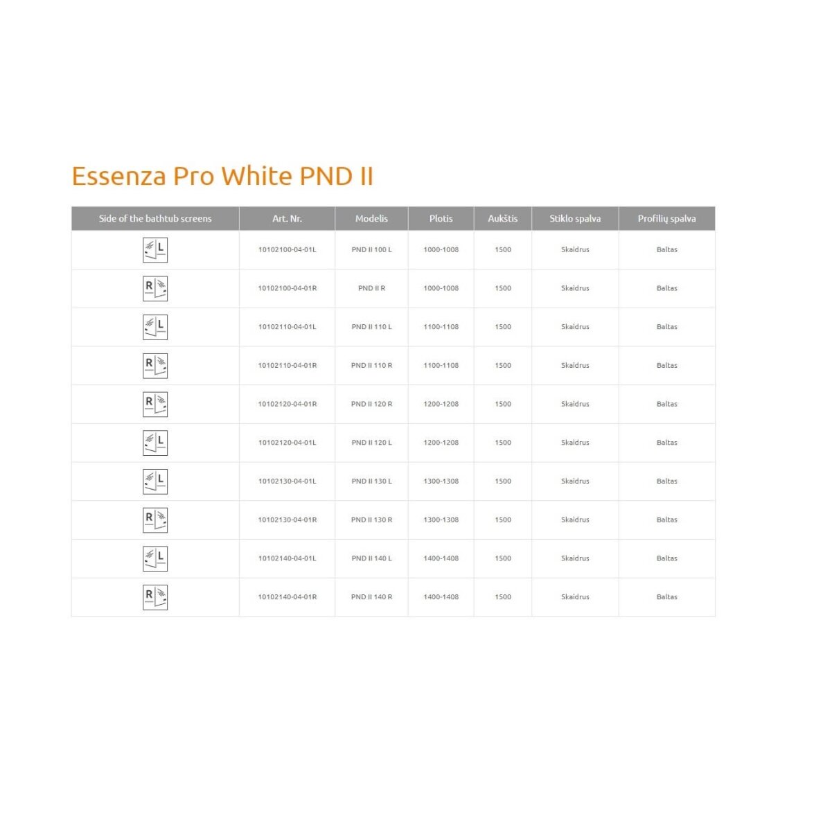 Radaway Essenza Pro PND II dviejų dalių vonios sienelė, balta matinė 7 Radaway Essenza Pro PND II dviejų dalių vonios sienelė, balta matinė 7