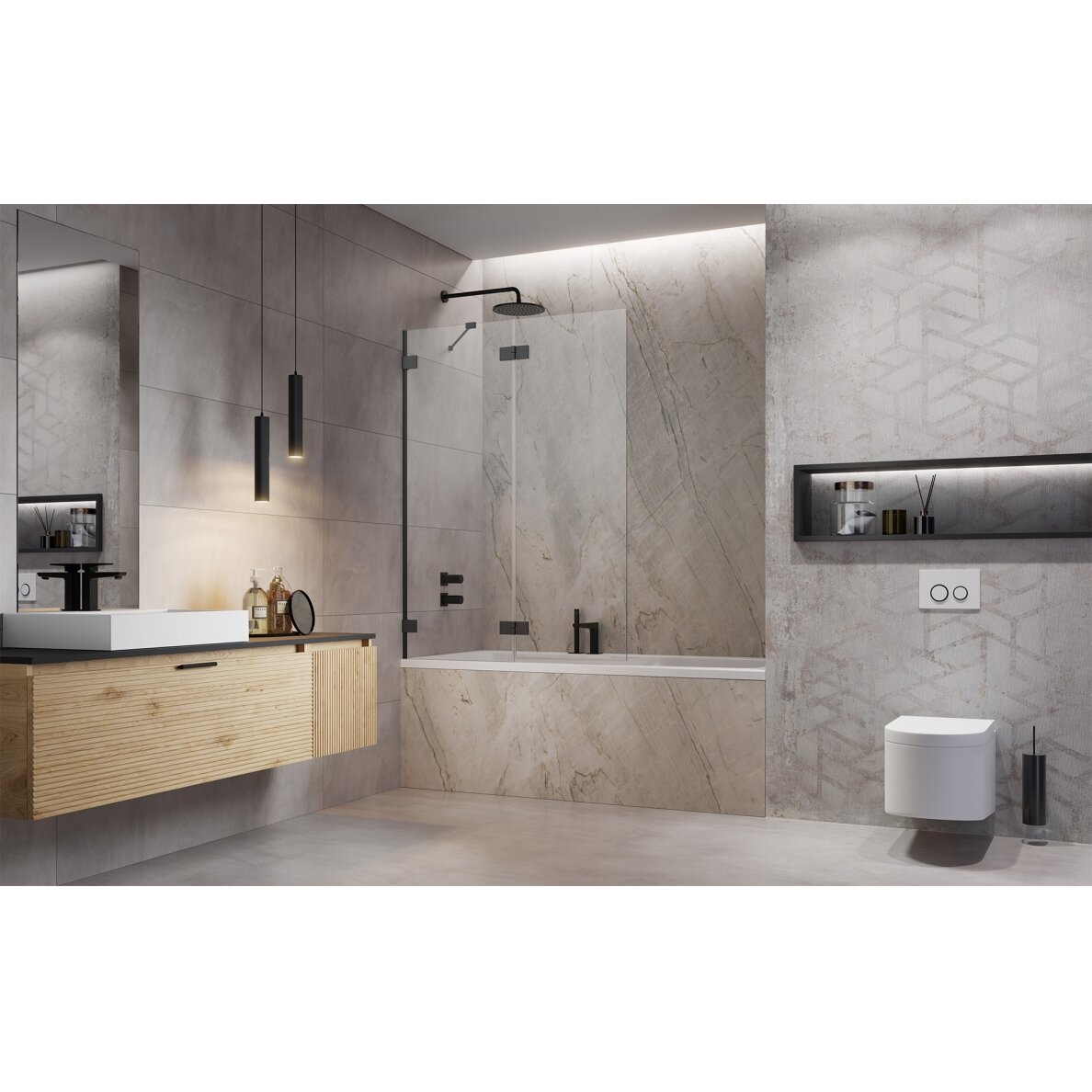 Radaway Essenza Pro PND II dviejų dalių vonios sienelė, šlifuotas GunMetal 2