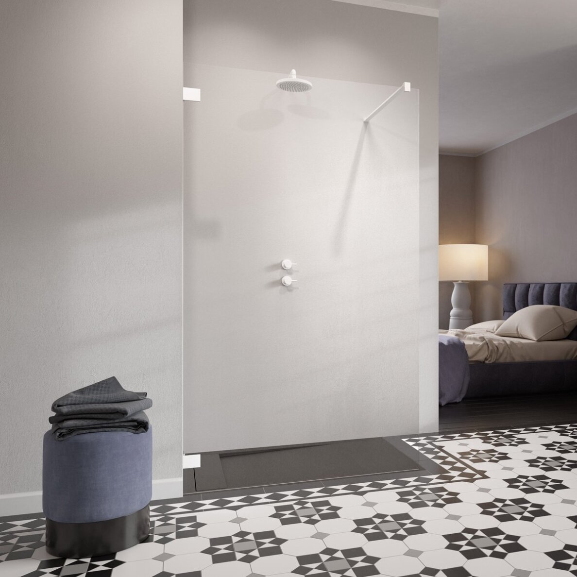 Radaway Essenza Pro Walk-in stabili dušo sienelė, balta matinė
