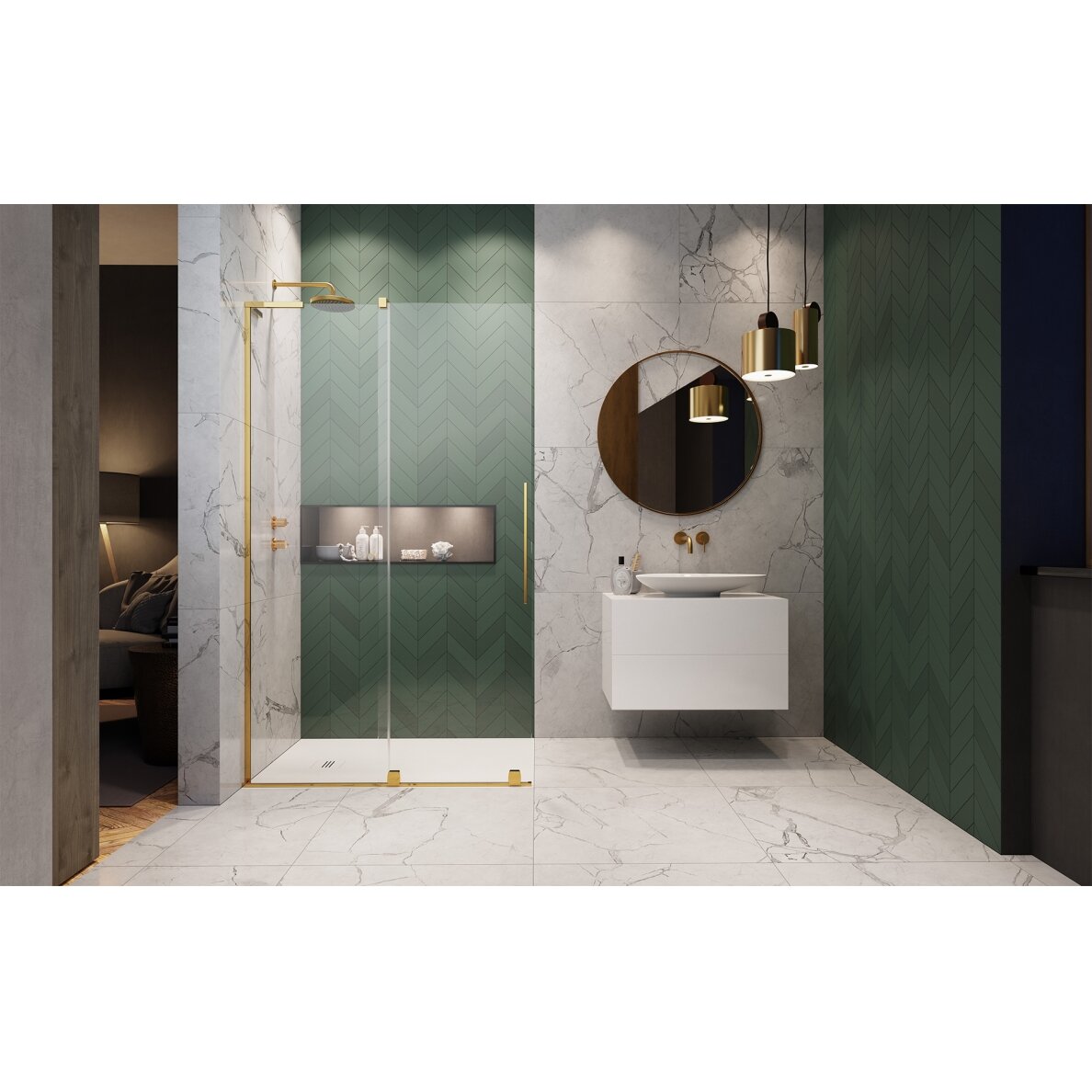 Radaway Furo SL Walk-in stabili dušo sienelė su stumdomomis durimis, blizgus auksas 2 Radaway Furo SL Walk-in stabili dušo sienelė su stumdomomis durimis, blizgus auksas 2