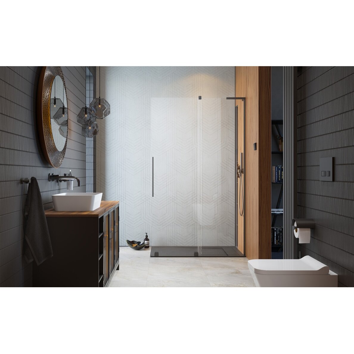 Radaway Furo SL Walk-in stabili dušo sienelė su stumdomomis durimis, šlifuotas GunMetal 1