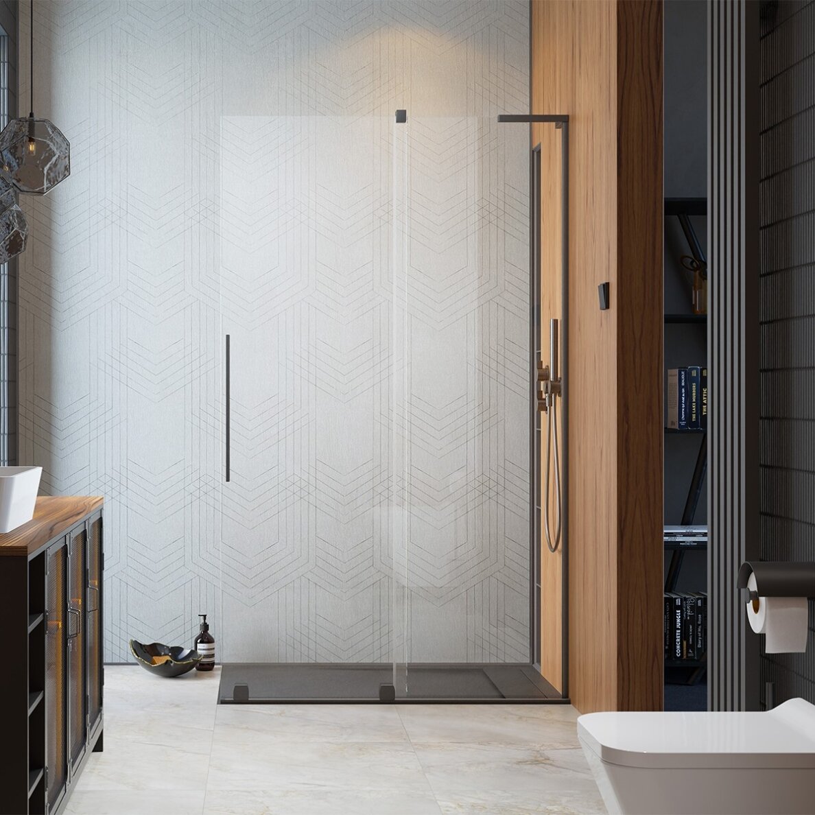Radaway Furo SL Walk-in stabili dušo sienelė su stumdomomis durimis, šlifuotas GunMetal