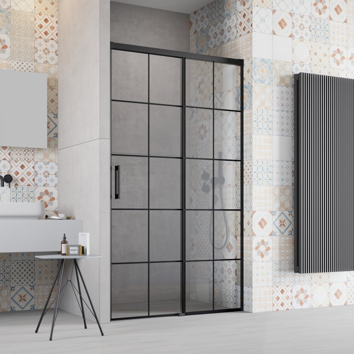 Radaway Idea 6 DWJ Factory nišinės stumdomos durys, juoda matinė
