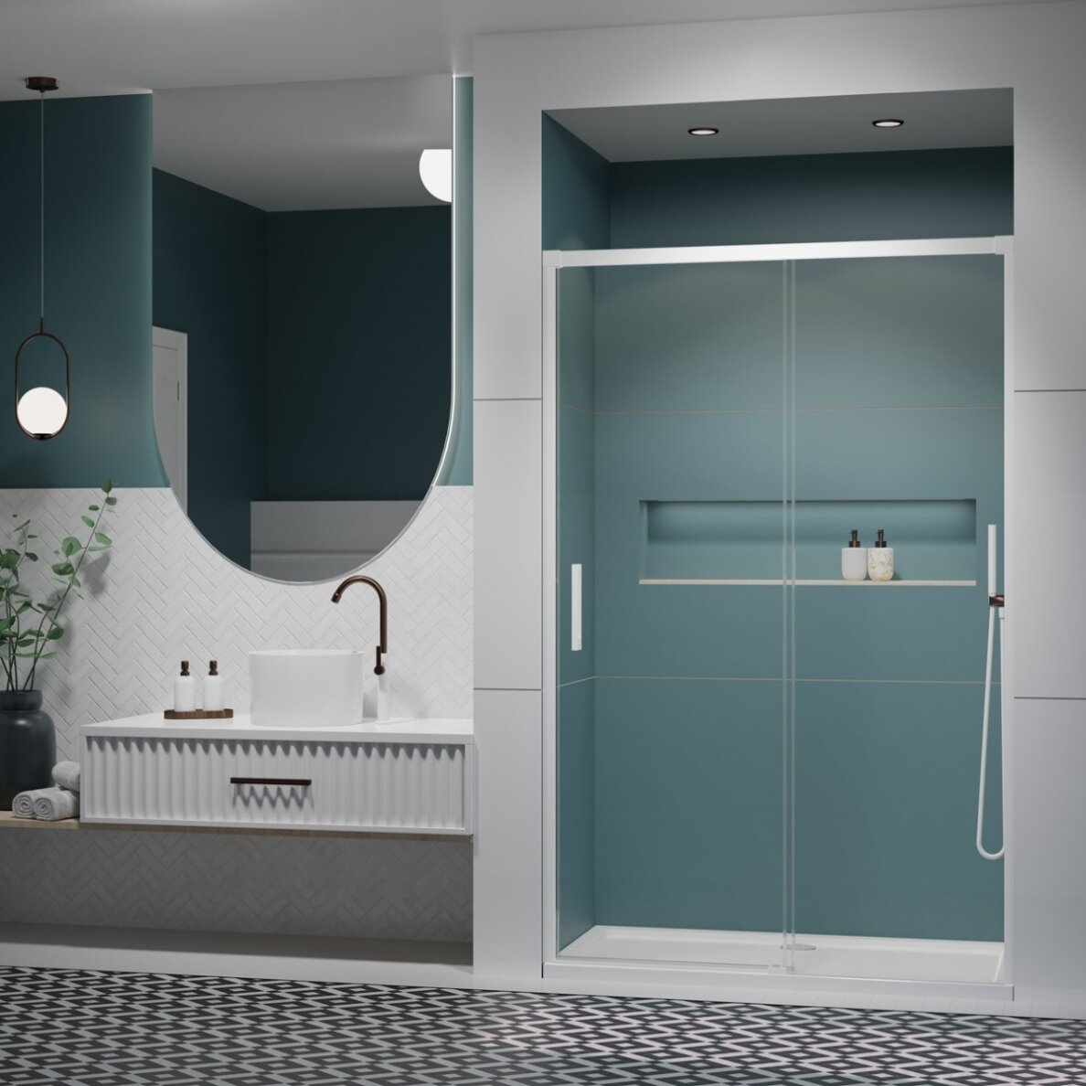 Radaway Idea 6 DWJ nišinės stumdomos dušo durys, balta matinė Radaway Idea 6 DWJ nišinės stumdomos dušo durys, balta matinė