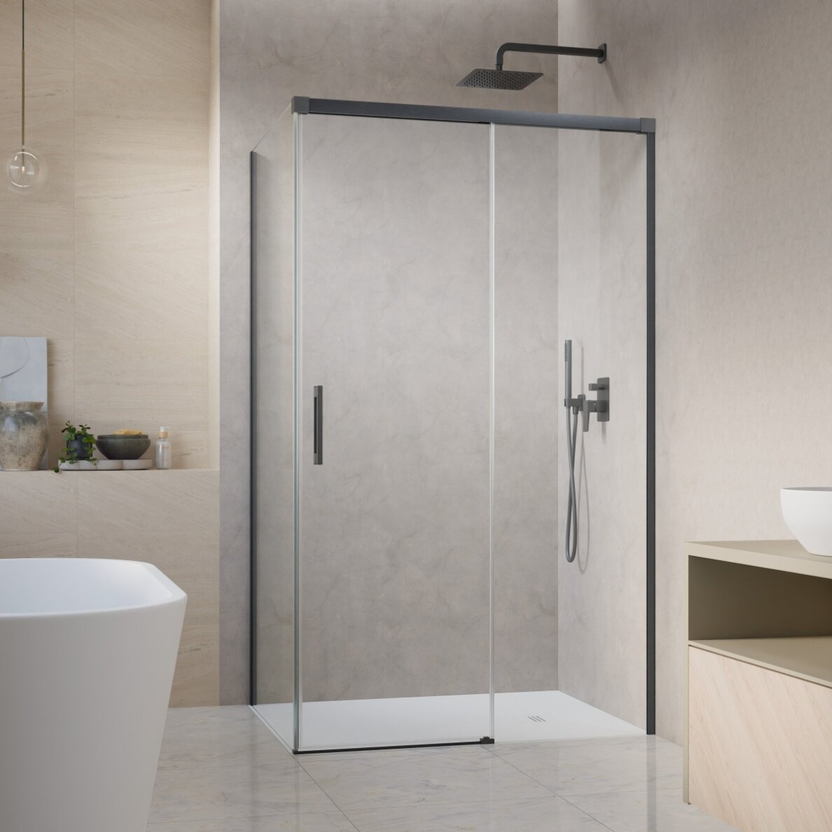 Radaway Idea 8 KDJ kampinė dušo kabina su stumdomomis durimis, šlifuotas GunMetal Radaway Idea 8 KDJ kampinė dušo kabina su stumdomomis durimis, šlifuotas GunMetal