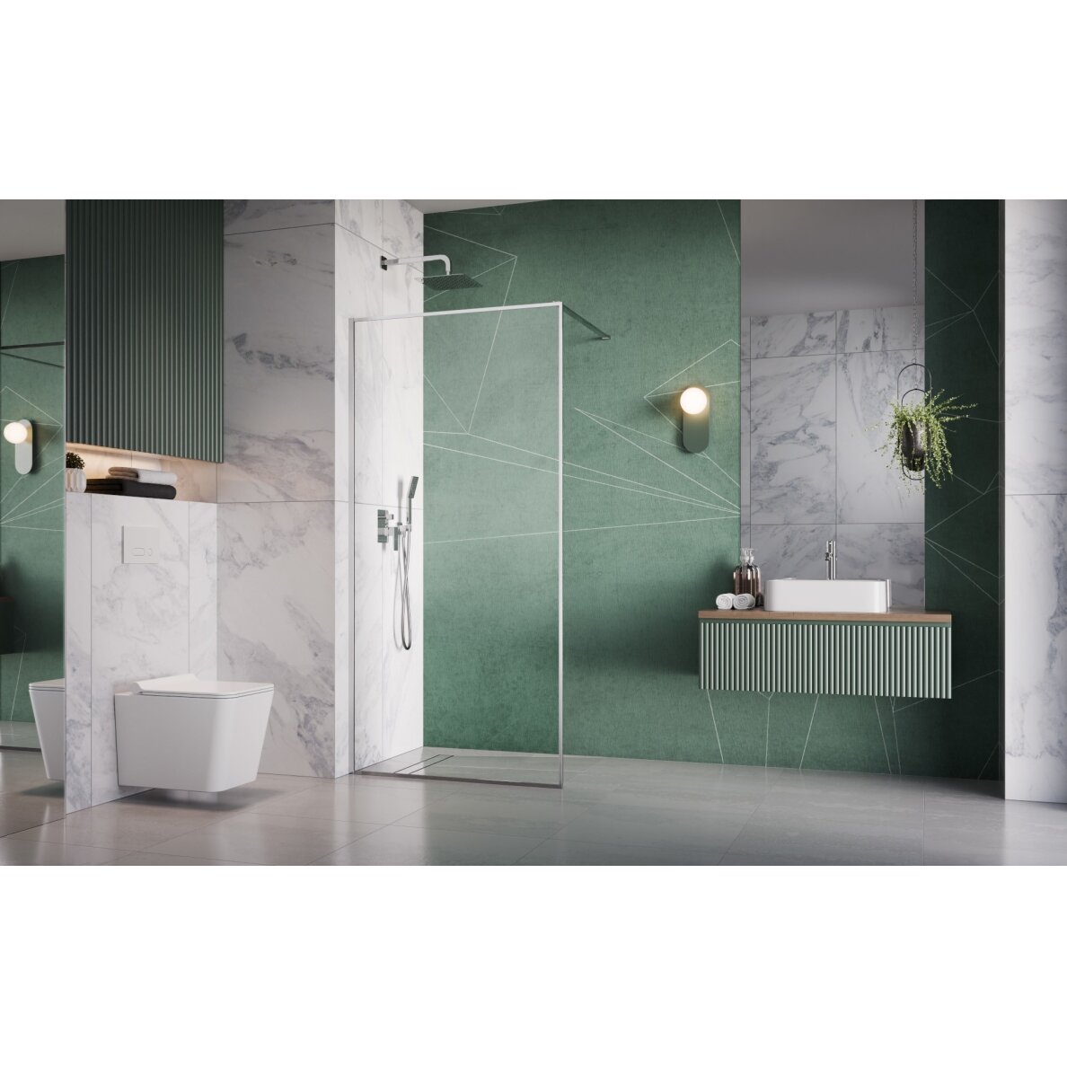 Radaway Modo F II stabili dušo sienelė (Walk-in), chromas 1 Radaway Modo F II stabili dušo sienelė (Walk-in), chromas 1