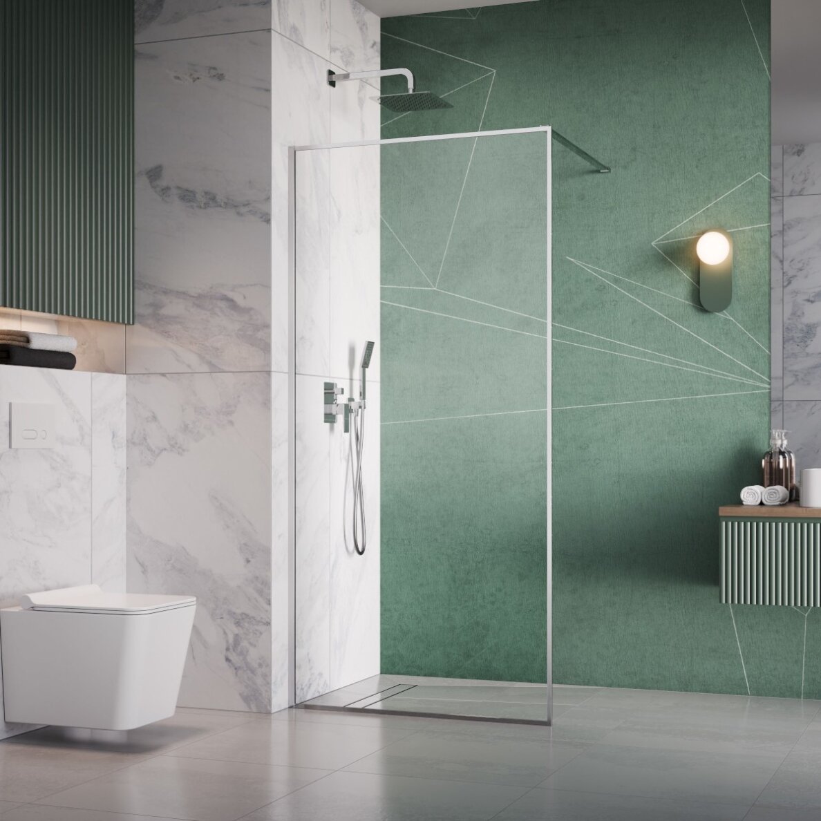 Radaway Modo F II stabili dušo sienelė (Walk-in), chromas Radaway Modo F II stabili dušo sienelė (Walk-in), chromas