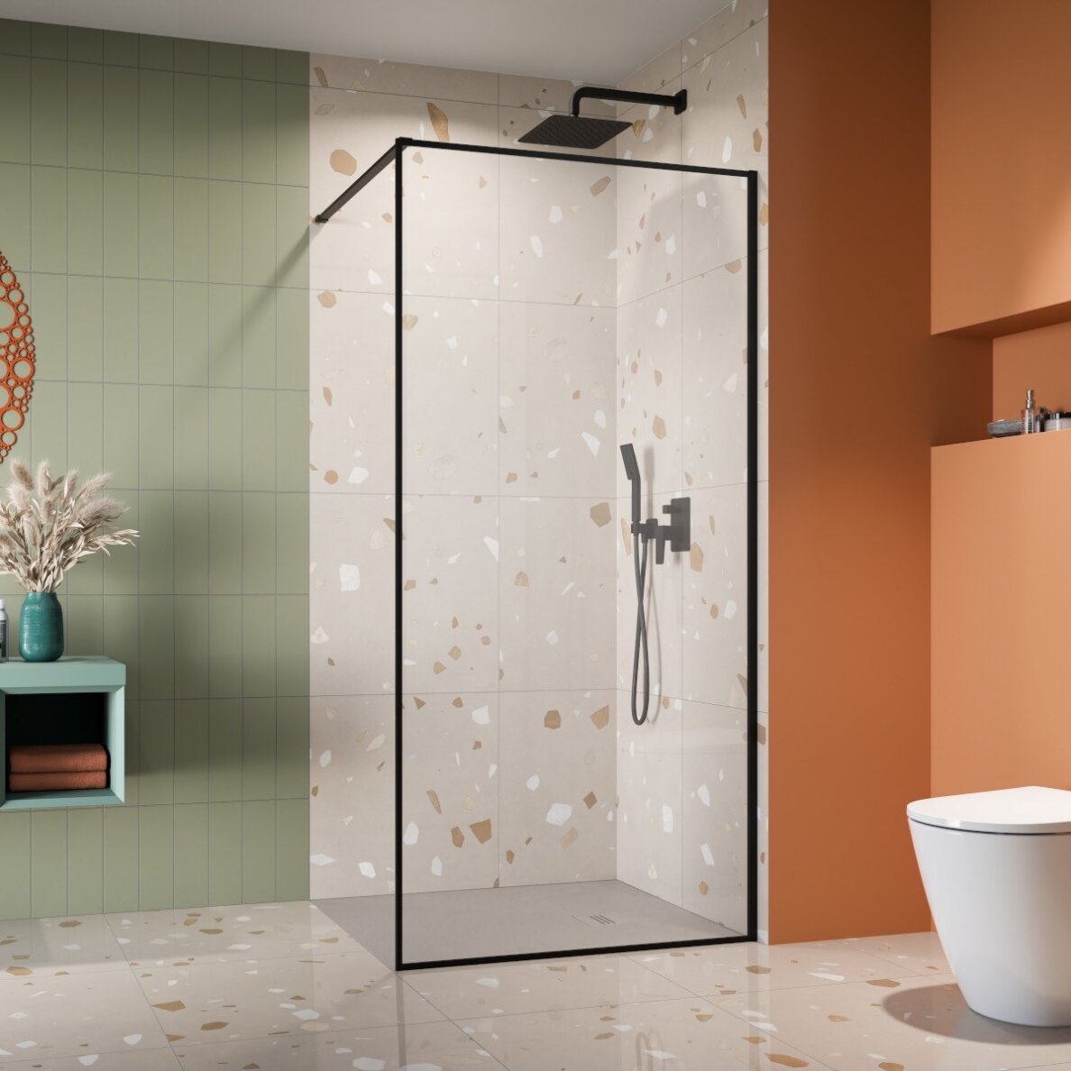 Radaway Modo F II stabili dušo sienelė (Walk-in), juoda matinė