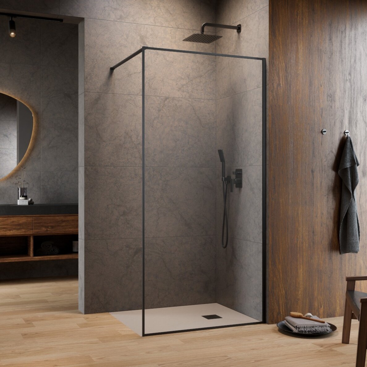 Radaway Modo F II stabili dušo sienelė (Walk-in), šlifuotas GunMetal Radaway Modo F II stabili dušo sienelė (Walk-in), šlifuotas GunMetal