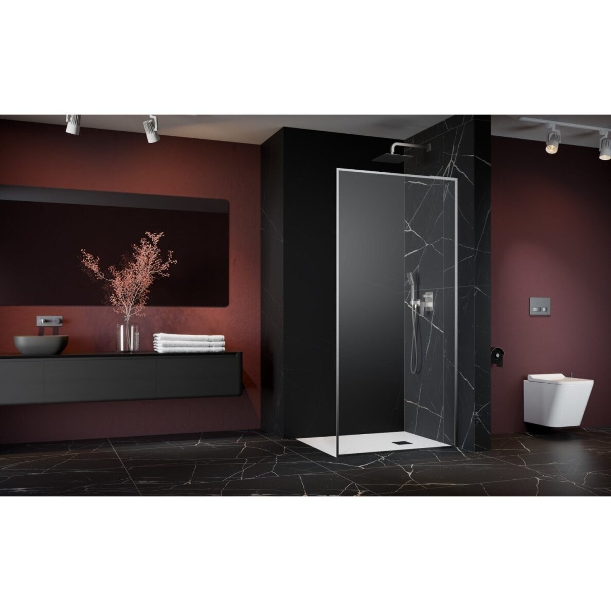 Radaway Modo F SL Brushed Nickel II stabili dušo sienelė 1 Radaway Modo F SL Brushed Nickel II stabili dušo sienelė 1