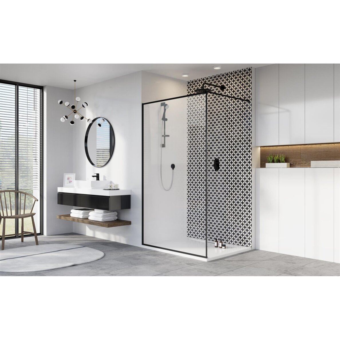 Radaway Modo New II Frame stabili dušo sienelė (Walk-in), juoda matinė 1