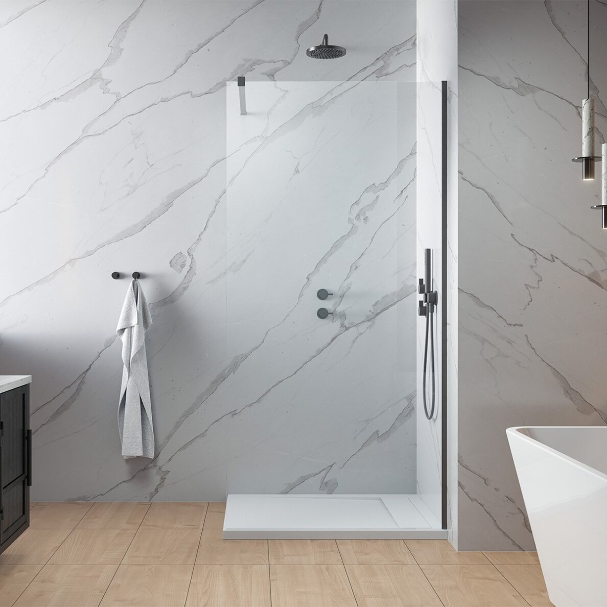 Radaway Modo New II stabili dušo sienelė (Walk-in), šlifuotas GunMetal