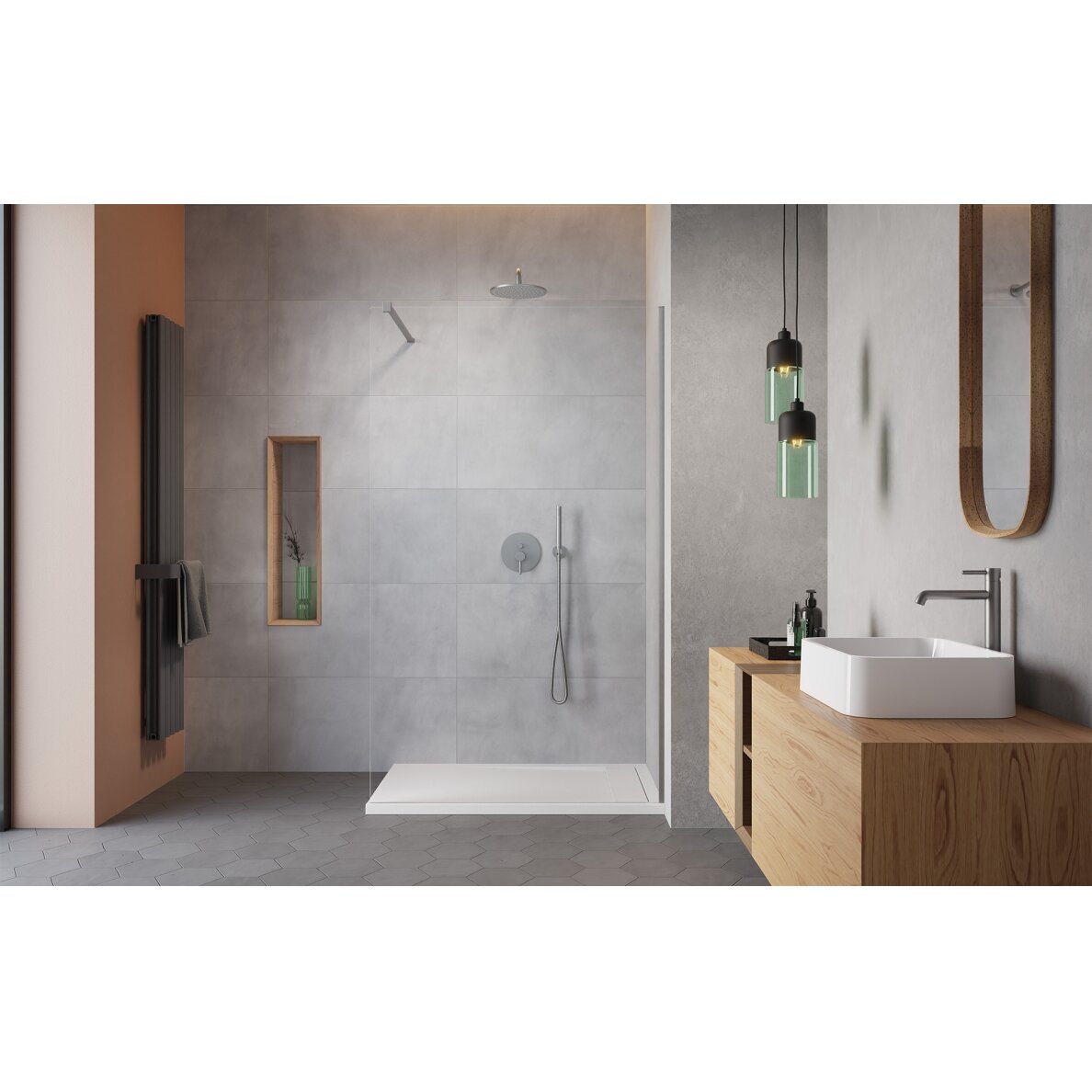 Radaway Modo New II stabili dušo sienelė (Walk-in), šlifuotas nikelis 1