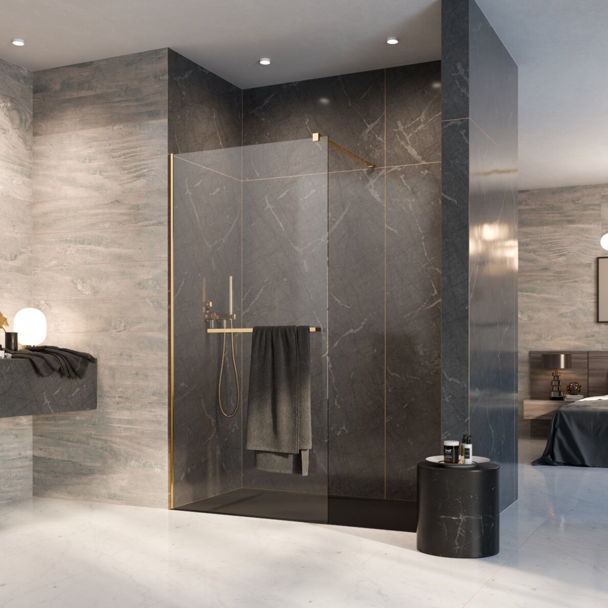 Radaway Modo New II su pakaba stabili dušo sienelė (Walk-in), blizgus auksas Radaway Modo New II su pakaba stabili dušo sienelė (Walk-in), blizgus auksas