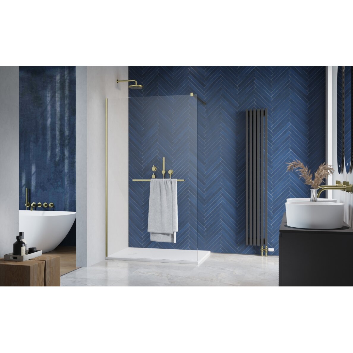 Radaway Modo New II su pakaba stabili dušo sienelė (Walk-in), šlifuotas auksas 1 Radaway Modo New II su pakaba stabili dušo sienelė (Walk-in), šlifuotas auksas 1