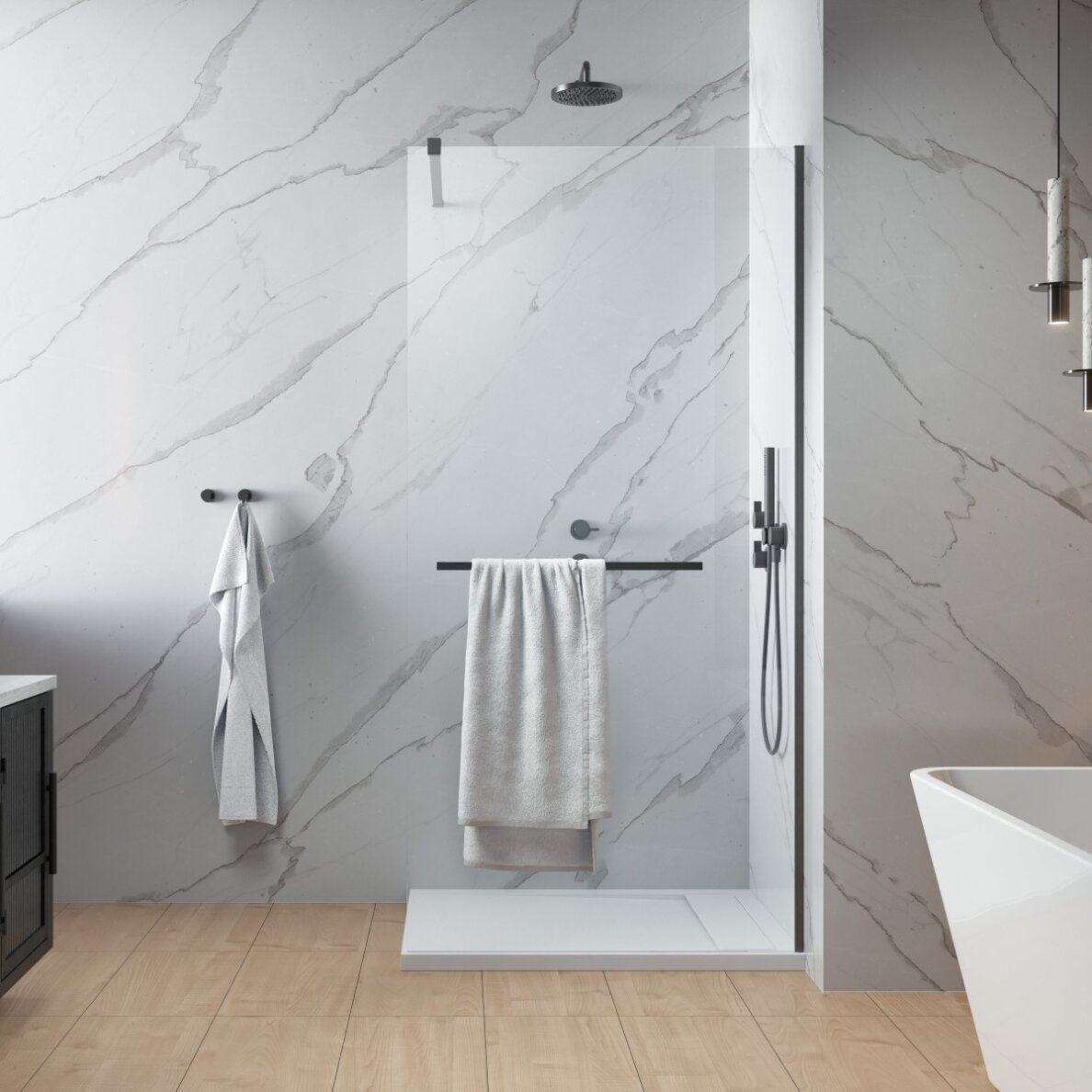 Radaway Modo New II su pakaba stabili dušo sienelė (Walk-in), šlifuotas GunMetal