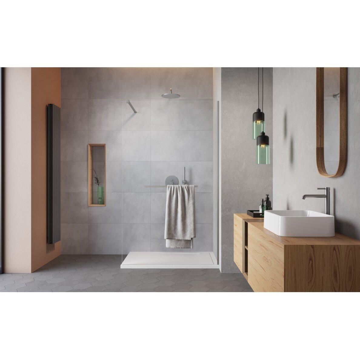 Radaway Modo New II su pakaba stabili dušo sienelė (Walk-in), šlifuotas nikelis 1