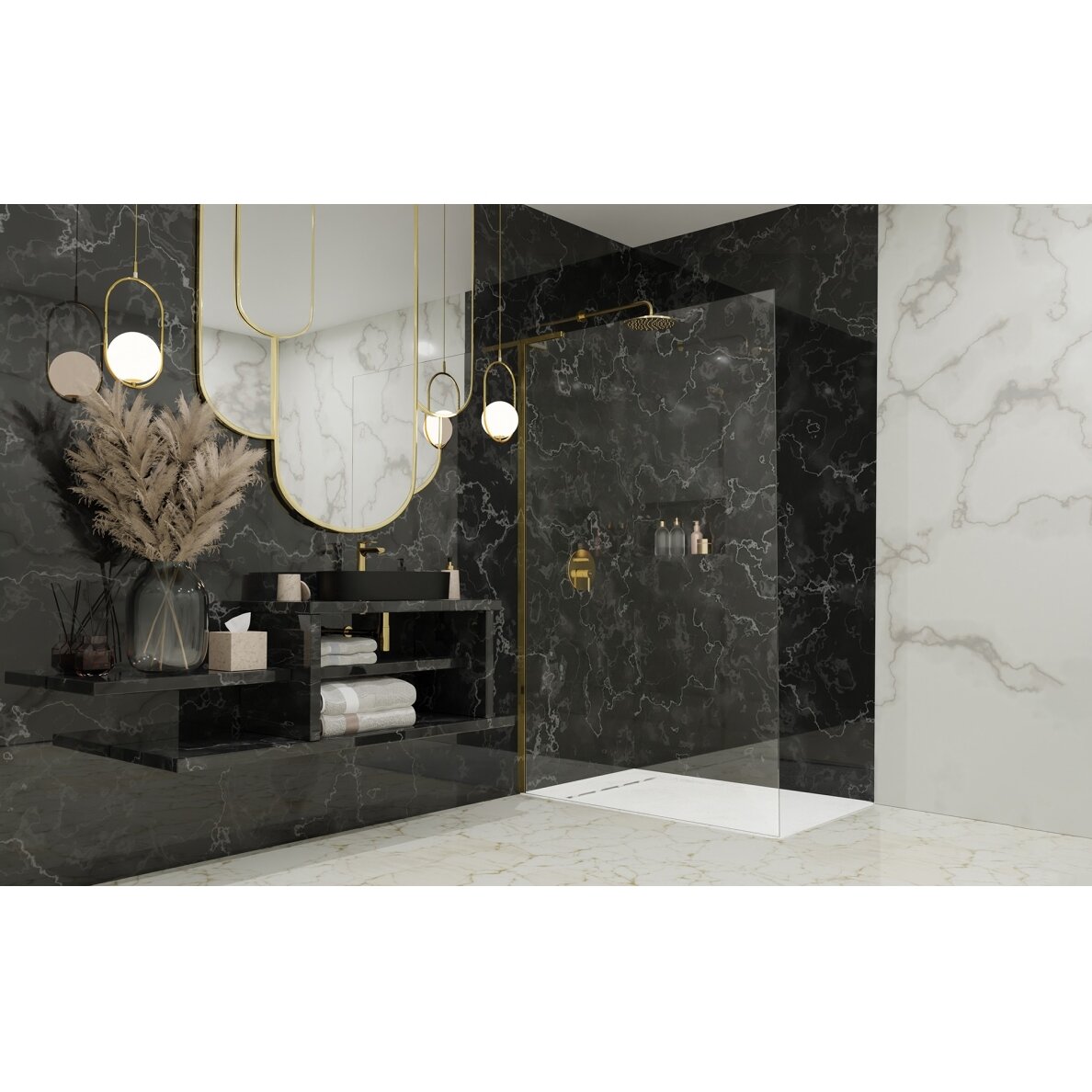 Radaway Modo SL II stabili dušo sienelė (Walk-in), blizgus auksas 1