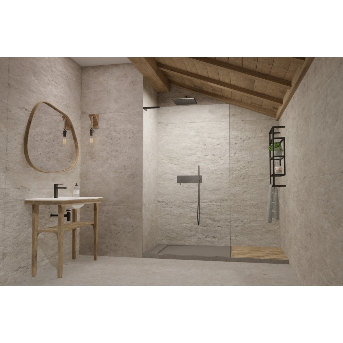 Radaway Modo SL II stabili dušo sienelė (Walk-in), juoda matinė 2 Radaway Modo SL II stabili dušo sienelė (Walk-in), juoda matinė 2