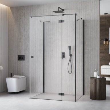 Radaway Essenza KDJ+S kampinė dušo kabina su papildoma sienele, šlifuotas GunMetal