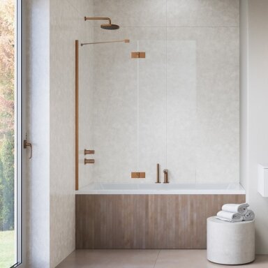 Radaway Essenza PND II dviejų dalių vonios sienelė, šlifuotas varis
