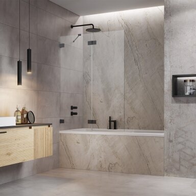 Radaway Essenza Pro PND II dviejų dalių vonios sienelė, šlifuotas GunMetal