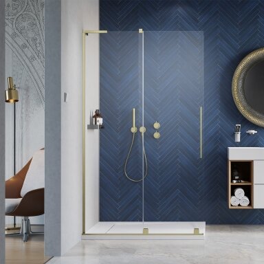 Radaway Furo SL Walk-in stabili dušo sienelė su stumdomomis durimis, šlifuotas auksas
