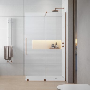 Radaway Furo Walk-in stabili dušo sienelė su stumdomomis durimis, šlifuotas varis