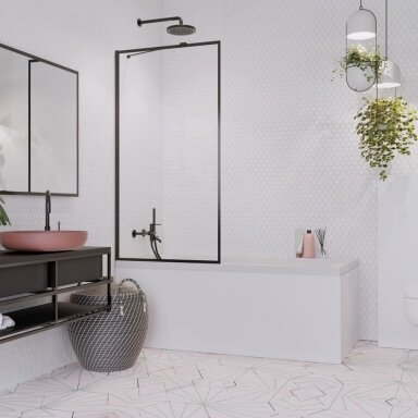 Radaway Idea Black PNJ Frame vonios sienelė 80cm