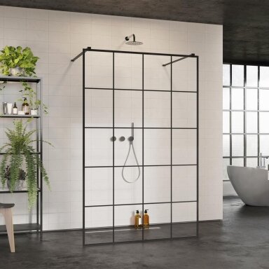 Radaway Modo New I Factory stabili dušo sienelė (Walk-in), juoda matinė