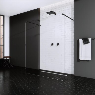 Radaway Modo New I stabili dušo sienelė (Walk-in), juoda matinė