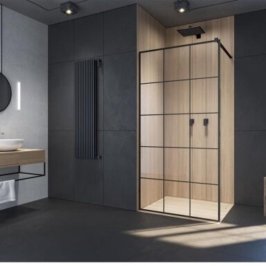 Radaway Modo New II Factory stabili dušo sienelė (Walk-in), juoda matinė