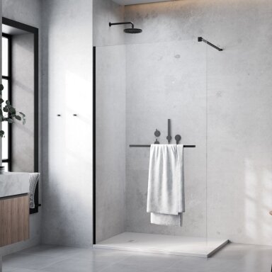 Radaway Modo New II su pakaba stabili dušo sienelė (Walk-in), juoda matinė