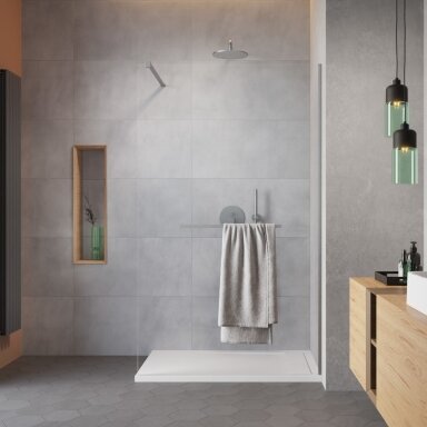 Radaway Modo New II su pakaba stabili dušo sienelė (Walk-in), šlifuotas nikelis