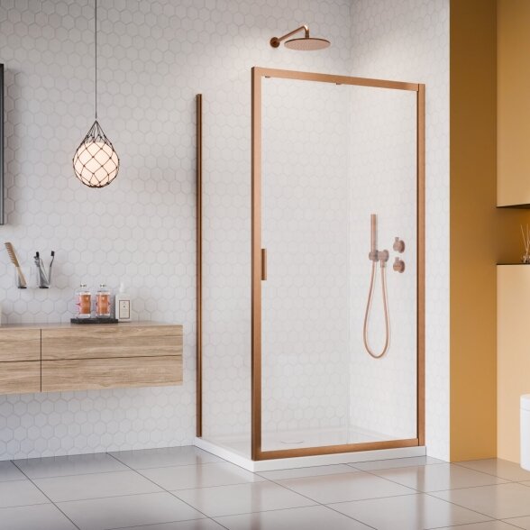 Radaway Alienta DWJ+S kampinė dušo kabina su stumdomomis durimis, šlifuotas varis Radaway Alienta DWJ+S kampinė dušo kabina su stumdomomis durimis, šlifuotas varis