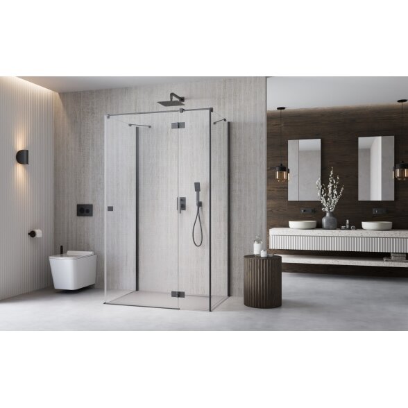 Radaway Essenza KDJ+S kampinė dušo kabina su papildoma sienele, šlifuotas GunMetal 1