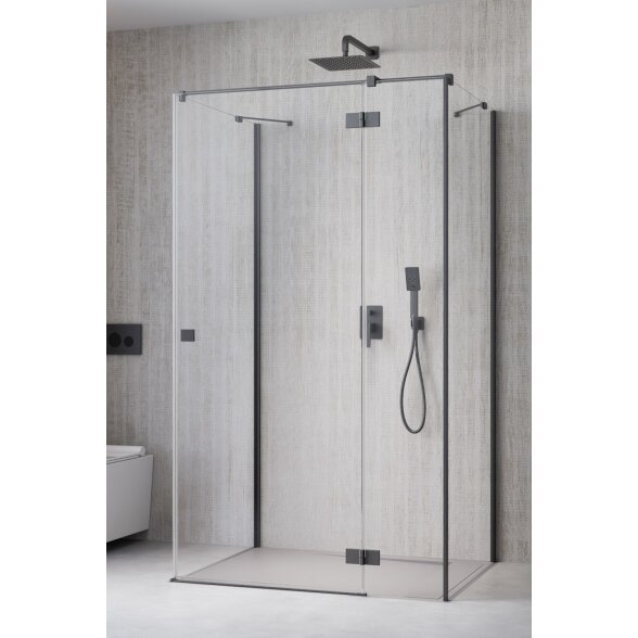 Radaway Essenza KDJ+S kampinė dušo kabina su papildoma sienele, šlifuotas GunMetal 2 Radaway Essenza KDJ+S kampinė dušo kabina su papildoma sienele, šlifuotas GunMetal 2