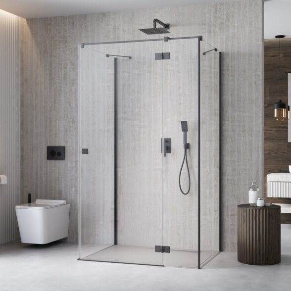 Radaway Essenza KDJ+S kampinė dušo kabina su papildoma sienele, šlifuotas GunMetal Radaway Essenza KDJ+S kampinė dušo kabina su papildoma sienele, šlifuotas GunMetal