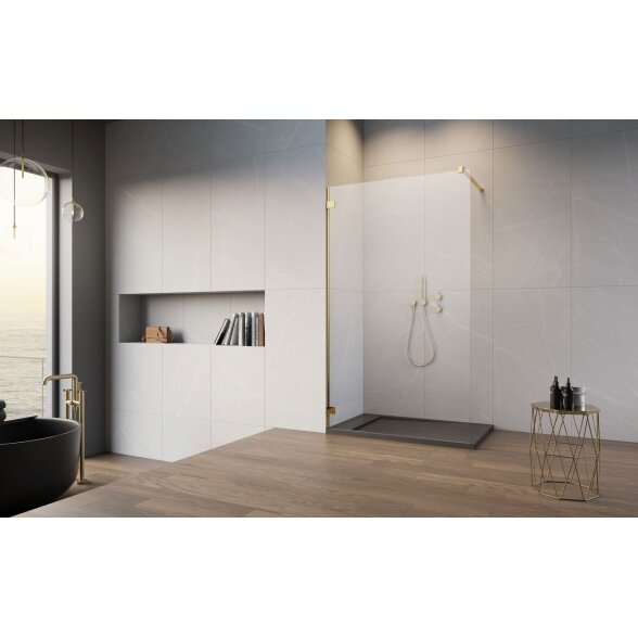 Radaway Essenza Pro 8 Walk-in stabili dušo sienelė, blizgus auksas 1 Radaway Essenza Pro 8 Walk-in stabili dušo sienelė, blizgus auksas 1
