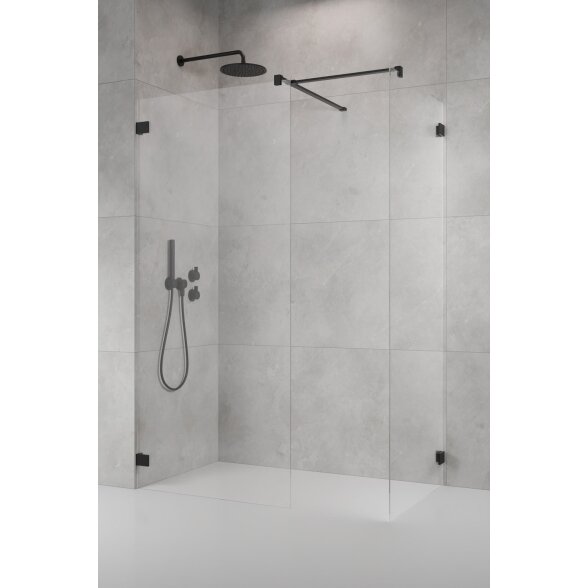 Radaway Essenza Pro 8 Walk-in stabili dušo sienelė, juoda matinė 2