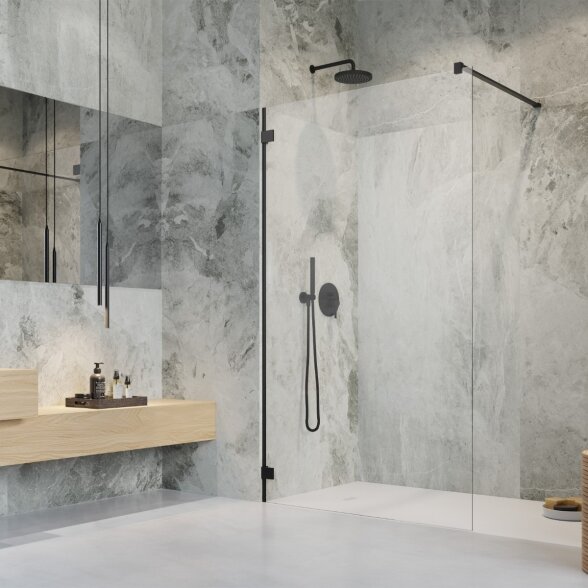 Radaway Essenza Pro 8 Walk-in stabili dušo sienelė, juoda matinė Radaway Essenza Pro 8 Walk-in stabili dušo sienelė, juoda matinė
