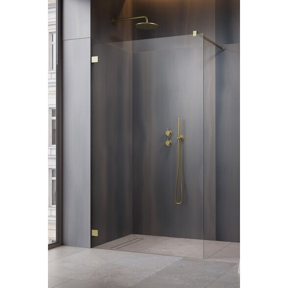 Radaway Essenza Pro 8 Walk-in stabili dušo sienelė, šlifuotas auksas 2 Radaway Essenza Pro 8 Walk-in stabili dušo sienelė, šlifuotas auksas 2