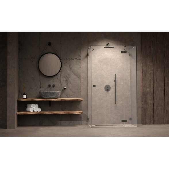 Radaway Essenza Pro KDJ+S kampinė dušo kabina su papildoma sienele, šlifuotas GunMetal 1 Radaway Essenza Pro KDJ+S kampinė dušo kabina su papildoma sienele, šlifuotas GunMetal 1