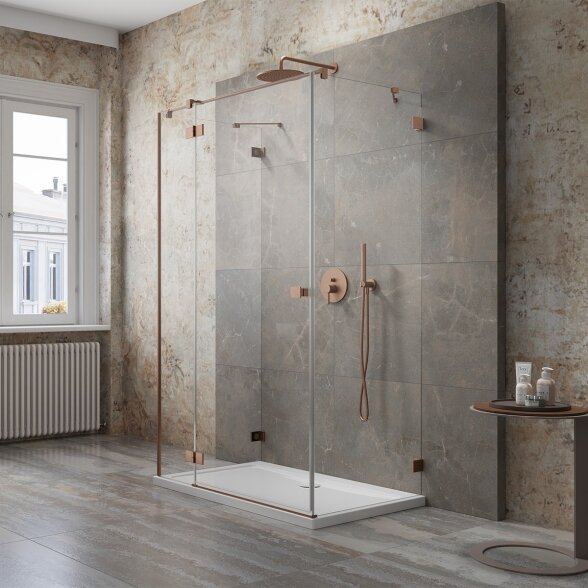 Radaway Essenza Pro KDJ+S kampinė dušo kabina su papildoma sienele, šlifuotas varis Radaway Essenza Pro KDJ+S kampinė dušo kabina su papildoma sienele, šlifuotas varis