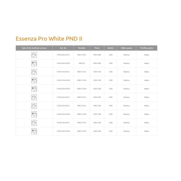 Radaway Essenza Pro PND II dviejų dalių vonios sienelė, balta matinė 7 Radaway Essenza Pro PND II dviejų dalių vonios sienelė, balta matinė 7