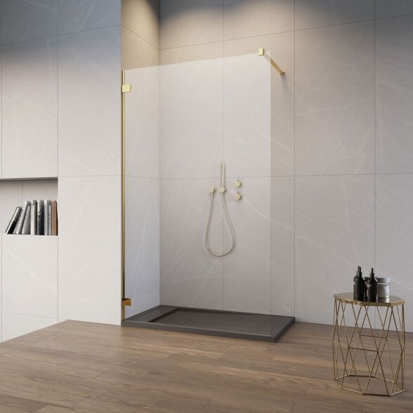 Radaway Essenza Pro Walk-in stabili dušo sienelė, blizgus auksas Radaway Essenza Pro Walk-in stabili dušo sienelė, blizgus auksas