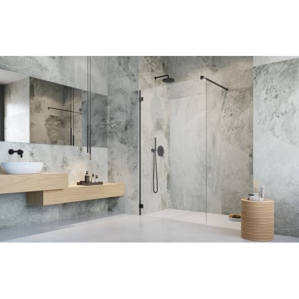 Radaway Essenza Pro Walk-in stabili dušo sienelė, juoda matinė 1