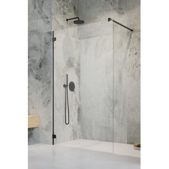 Radaway Essenza Pro Walk-in stabili dušo sienelė, juoda matinė 2